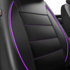 Picture of CAR PASS Universal FIT Piping Leather Two Front Seat Covers, Waterproof Faux Leather for SUV Sedan Van Truck, Airbag Compatible,Reserved Opening Holes for Headrest Covers(Black and Purple)