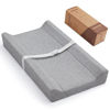 Picture of Blissful Diary Baby Changing Pad with Waterproof Lining Foam, Includes a Soft & Washable Cover, Contoured Changing Table Pads for Dresser Top with Non-Slip Bottom, 32”×16” (Grey, Rectangular)