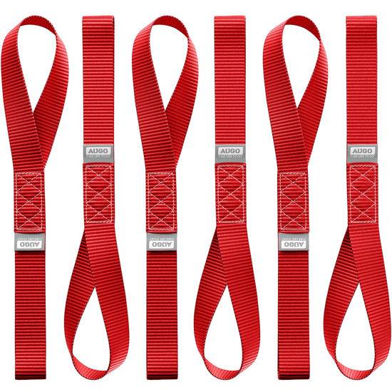 Picture of AUGO Heavy Duty Soft Loops -Pack of 6-1.5” x 17” Tie Down Anchor Straps for Use w/Ratchet Strap Hooks - 3000Lb Load Capacity & 10,000Lb Break Strength - Great for Motorcycle, Bike, Roof Rack, Etc.