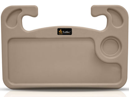 Picture of EcoNour 2 in 1 Car Steering Wheel Desk (Beige) | Steering Wheel Tray for Laptop Car Mount with Pen Holder | Car Food Tray for Eating with Drinks Holder | Multipurpose Travel Car Accessories
