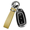 Picture of Turcee Carbon Fiber Car Keychain,Automotive Interior Accessories Keychains Leather Car Key Fob,Car Accessories Key Ring&Anti-Lost D-Ring(Gold)