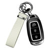 Picture of Turcee Carbon Fiber Car Keychain,Automotive Interior Accessories Keychains Leather Car Key Fob,Car Accessories Key Ring&Anti-Lost D-Ring(White)