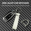 Picture of Turcee Carbon Fiber Car Keychain,Automotive Interior Accessories Keychains Leather Car Key Fob,Car Accessories Key Ring&Anti-Lost D-Ring(White)