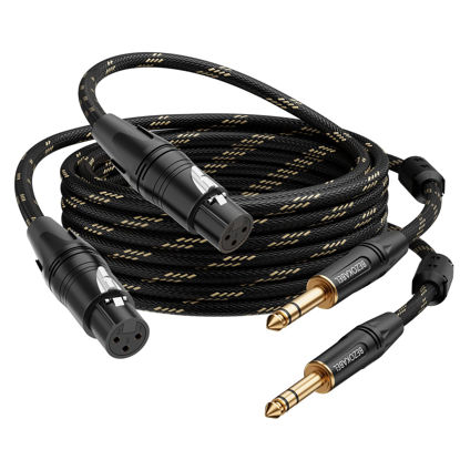 Picture of BEZOKABEL XLR to 1/4 Inch (6.35mm) TRS Cable, Balanced XLR Female to 1/4 Adapter 6FT 2Pack, Quarter Inch to XLR Microphone Cable