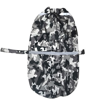 Picture of NACOCO Large Dog Raincoat Adjustable Pet Water Proof Clothes Lightweight Rain Jacket Poncho Hoodies with Strip Reflective (M, Camo Gray)