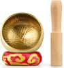 Picture of Tibetan Singing Bowl Set - Meditation Sound Bowl Cushion with Wooden Striker for Yoga, Meditation & Relaxation, Mindfulness,Chakra Healing, Stress Relief, Self-Regulation