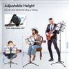Picture of Music Stand New bee Foldable & Portable Metal Sheet Music Stand with Carrying Bag, Adjustable Podium Stand with Tripod Base and Sheet Music Folder - Black