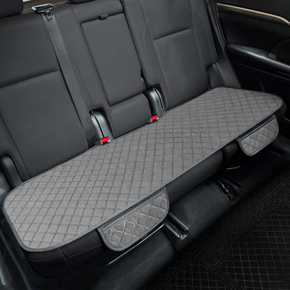 Picture of surpassme Comfortable Car Seat Covers Universal Back/Brench Seat Coves for Car Accessories with Storage Pockets, Padded Car Interior Covers for Automotive, SUV, Truck, and Van(Grey)