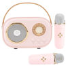 Picture of Aresrora Mini Karaoke Machine for Kids,Portable Bluetooth Speaker with 2 Wireless Microphone,Toys for Girls Boys Gifts,Retro Speaker Set Stereo Sound Enhanced Bass for Home Party Birthday (Pink)