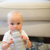 Picture of Dr. Brown's Milestones Wide-Neck Sippy Straw Bottle with 100% Silicone Handles and Weighted Straw, 9 oz/270 mL, Gray & Green, 6m+