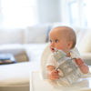 Picture of Dr. Brown's Milestones Wide-Neck Sippy Straw Bottle with 100% Silicone Handles and Weighted Straw, 9 oz/270 mL, Gray & Green, 6m+