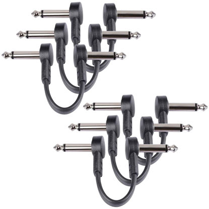 Picture of GOGHOST 3 Inch Guitar Patch Cables 6 Pack, 1/4" TS Right Angle Effect Pedal Flat Cables, Black