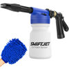 Picture of SwiftJet Car Wash Foam Gun + Microfiber Wash Mitt - Car Foam Sprayer - Car Wash Kit - Foam Cannon Garden Hose Sprayer - - Car Accessories for Men - Snow Foam Blaster (Blue Foam Gun with Mitt)