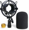 Picture of AT2020 Shock Mount with Pop Filter - Foam Windscreen with Microphone Shockmount Reduces Vibration Noise and Blocks Out Plosives for Audio Technica AT2020 AT2035 ATR2500 Condenser Mic by YOUSHARES