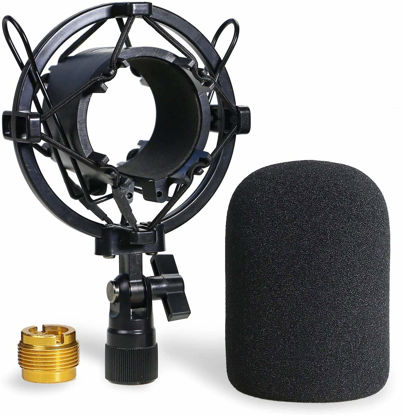 Picture of AT2020 Shock Mount with Pop Filter - Foam Windscreen with Microphone Shockmount Reduces Vibration Noise and Blocks Out Plosives for Audio Technica AT2020 AT2035 ATR2500 Condenser Mic by YOUSHARES