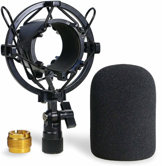Picture of AT2020 Shock Mount with Pop Filter - Foam Windscreen with Microphone Shockmount Reduces Vibration Noise and Blocks Out Plosives for Audio Technica AT2020 AT2035 ATR2500 Condenser Mic by YOUSHARES