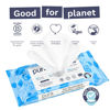 Picture of Pura Flushable Toddler Wipes 3 x 60 Wipes (180 Wipes), 100% Plastic Free, 99% Water, Hypoallergenic & Fragrance Free, Totally Chlorine Free, Kids Toilet Wipes, Potty Training