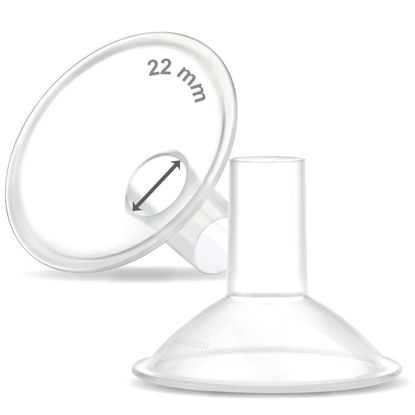 Picture of Maymom MyFit Crater Series 22 mm 2xTwo-Piece Small Breastshield Compatible with Medela Breast Pumps. Long Nipple Tunnel (44mm) Best for Elastic Nipples