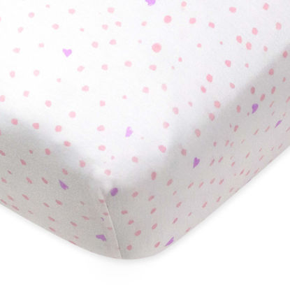 Picture of HonestBaby Fitted Crib Sheets Fits Standard Mattress Bassinet, Mini Prints 100% Organic Cotton Baby Boys, Girls, Unisex, Love dot, One Size