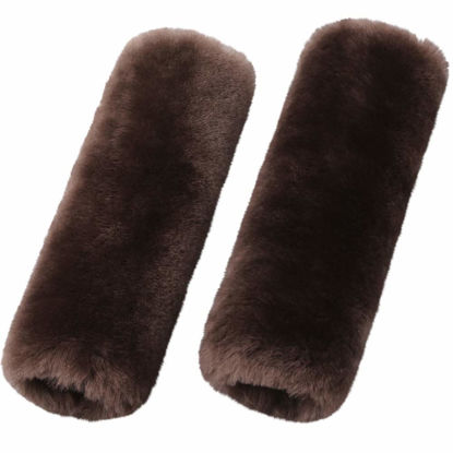 Picture of 2 Pack Car Seat Belt Cover Cushion, Fluffy Soft Sheepskin Auto Should Seat Belt Pads, Neck Protector for Women Adults Baby Kids Pet (Teak)