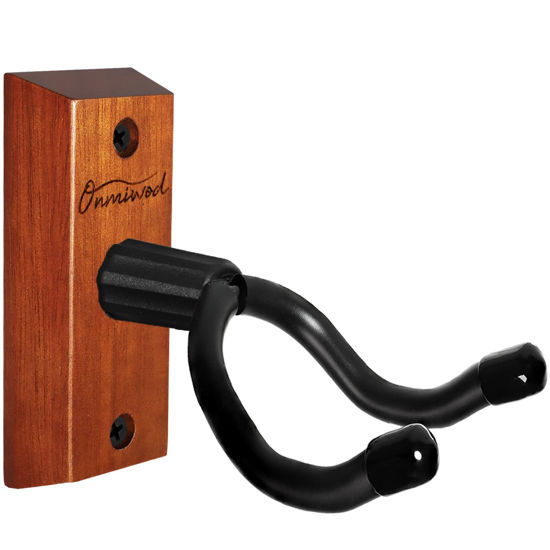 Picture of Ukulele Wall Mount Hanger, Mahogany Wood U-Shaped Ukulele Holder Hanger, Ukulele Wall Mount Hook for Ukulele Banjo Mandolin Concert Pineapple Soprano Tenor and Baritone