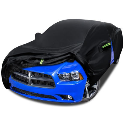 Picture of Car Cover Custom Fit for Dodge Charger 2006-2024, Waterproof All Weather Full Exterior Cover Rain Sun Hail Protector Car Cover with Door Zipper