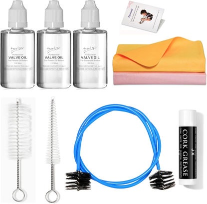 Picture of Trumpet Cleaning kit Deviser All in One Cornet Care kit:Valve Oil x3,Cork Grease,Cleaning Swab,Mouthpiece,Bore Brushes