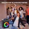 Picture of Karaoke Machine with 2 Microphones: HWWR Portable Karaoke Machine for Adults Kids, Bluetooth Karaoke Speaker with Bass/Treble Adjustment, PA System with Remote Control/LED Lights, Support REC/USB/AUX