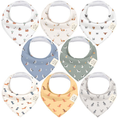 Picture of KeaBabies 8-Pack Organic Baby Bandana Drool Bibs for Boys Girls - Soft Cotton Drooling & Teething Bibs for Infants,Toddlers, Super Absorbent Cotton Bandana Bibs for Baby Boy & Girl,Unisex(Pets & Paws)