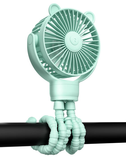 Picture of GOTOTO Baby Stroller Fan, Rechargeable Portable Fan with 2000 mAh Battery Operated,3 Wind Speed,360-Degree Rotation,Ultra-Low Noise Level,Safe mini fan for your baby