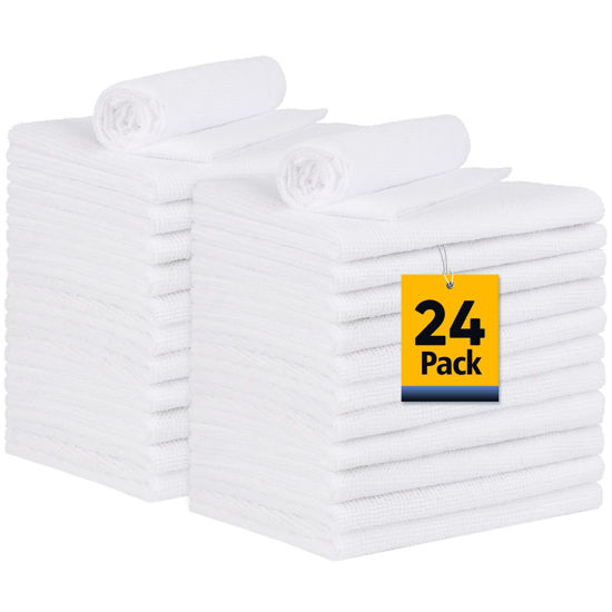Picture of UNIMADE Microfiber Cleaning Cloths, 24 Pack Soft Towel for Cars Bulk Shop Towels Absorbent Car Wash Rags for Automotive Bar Mechanic Restaurant Garage Housekeeping, 11.5"x 11.5", White