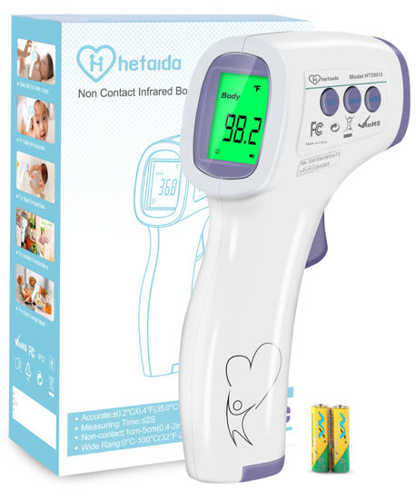 Picture of Digital Thermometer for Adults and Kids, No Touch Forehead Thermometer for Baby, 2 in 1 Body Surface Mode Infrared Thermometer with Fever Alarm and Instant Accuracy Readings