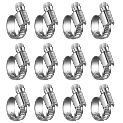 Picture of Steelsoft Heavy Duty Hose Clamp Size#6, 1/2 to 3/4 inch Adjustable Worm Gear Drive Hose Clamps Stainless Steel 304 for Fuel Injection Line, Automotive, Radiator, Garden,12 Pack