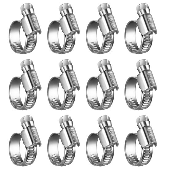 Picture of Steelsoft Heavy Duty Hose Clamp Size#6, 1/2 to 3/4 inch Adjustable Worm Gear Drive Hose Clamps Stainless Steel 304 for Fuel Injection Line, Automotive, Radiator, Garden,12 Pack