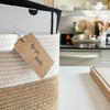Picture of Goodpick Woven Storage Baskets for Organizing, Dog Toy Basket Medium Empty Gift Basket with Handles, Square Wicker Basket, White and Jute Storage Bin, 13.5 x 11 x 9.5 Inches