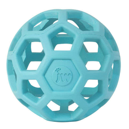 Picture of JW Pet HOL-ee Roller™, Dog Toy Puzzle Ball, Natural Rubber, Small (3 Inch Diameter), Blue