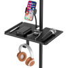 Picture of Functional Metal Microphone Stand Tray with Phone Holder - Universal Large Mic Stand Tray Shelf Clamp on Music Stand Tray Attachment for Studio Concert Karaoke Stands with 11.7" x 7.8" for Storage