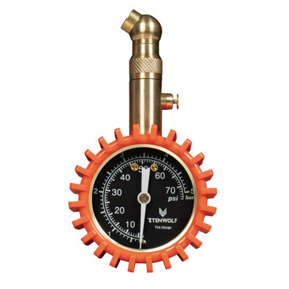 Picture of ETENWOLF Tire Pressure Gauge for Cars 0-75 PSI, Air Pressure Gauge with Large Glow Dial, Calibrated to ANSI B40.1 Grade A(Plus-Minus 1%), Tire Gauge for Tire Pressure Car Accessories (Vivid Orange)