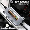 Picture of MOTOPOWER MP00205B 12V 1000mA Automatic Battery Charger, Battery Maintainer, Trickle Charger, and Battery Desulfator with Timer Protection - Grey