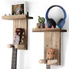 Picture of Keebofly Guitar Wall Mount,2 Pack Guitar Hanger Wall Guitar Shelf with Pick Holder Wood Guitar Rack for Acoustic or Electric Guitar,Ukulele,Bass,Mandolin,Brown(Patented)