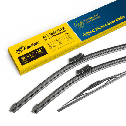 Picture of RaidBee Silicone Wiper Blade,3 Set Silicone Quiet Windshield Wiper blades Automotive Replacement for 2011-2017 GMC Terrain/Chevrolet Equinox Front & Rear Windshield Wiper Top Lock 24"+17"+13-1