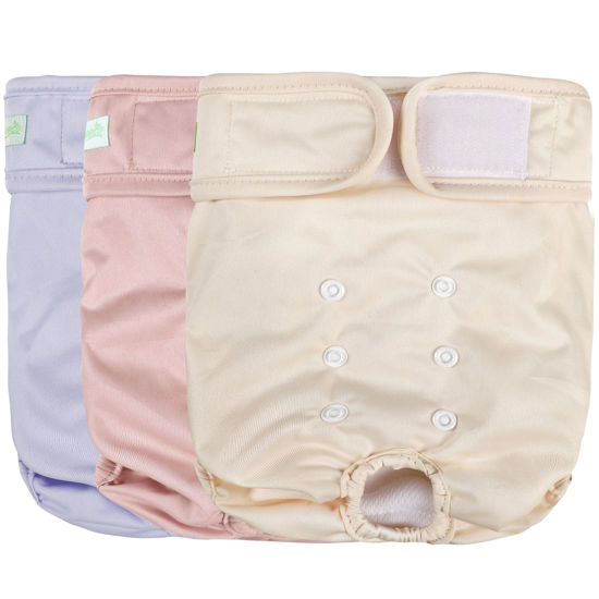 Picture of wegreeco Washable Reusable Premium Dog Diapers,Pack of 3,Small Dog Puppy & Doggy Diapers Female,Dog Period Panties Diapers Female in Heat Morandi-3 XXL