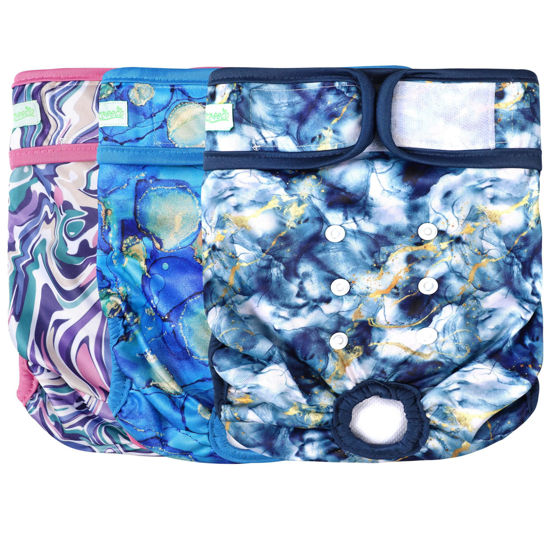 Picture of wegreeco Washable Reusable Premium Dog Diapers,Pack of 3,Small Dog Puppy & Doggy Diapers Female,Dog Period Panties Diapers Female in Heat Watercolour XL