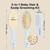 Picture of Baby Hair Brush and Comb Set for Newborn - Wooden Baby Hair Brush Set with Soft Goat Bristle, Baby Brush Set for Newborns, Baby Brush and Comb Set Girl, Boy, Toddler Cradle Cap Brush (Oval, Frost)