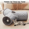 Picture of Tempcore Pet Cat Tunnel Tube Cat Toys 3 Way Collapsible, Cat Tunnels for Indoor Cats Fleece-Lined in for Warmth，Kitty Tunnel Bored Cat Pet Toys Peek Hole Toy Ball Cat, Puppy, Kitten, Geometry Grey