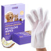 Picture of HICC PET Cleaning Deodorizing Bathing Wipes for Dogs & Cats, Hypoallergenic Dog Cleaning Glove Wipes with Coconut Oil Nourishing Grooming Fur, Cat Cleaning Wipes for Daily Care and Traveling