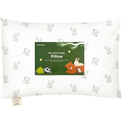 Picture of Toddler Pillow with Pillowcase - 13x18 My Little Cuddly Pillow, Viscose Derived From Bamboo Nursery Toddler Pillows for Sleeping,Kids Pillow,Small Travel Pillows,Mini Toddler Bed Pillow (Elly)
