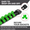 Picture of ALOANES 12 PC ABS Socket Organizer,1/2 inch, 3/8 inch, and 1/4 inch Drive Socket Rail Holders, Heavy Duty Socket Racks, Black Rails with Green Clips