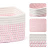 Picture of MiniArk Shelf Storage Baskets for Organizing | Closet Organizer Bins | Small Baskets | Toy Basket | Cute Decorative Basket | Cube Storage Bin | Woven Rope Basket | 11.5×7.5×4.7” | 3 Packs White Pink