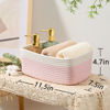 Picture of MiniArk Shelf Storage Baskets for Organizing | Closet Organizer Bins | Small Baskets | Toy Basket | Cute Decorative Basket | Cube Storage Bin | Woven Rope Basket | 11.5×7.5×4.7” | 3 Packs White Pink